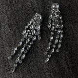 Silver Sexy Street Rhinestone Flash Drilling Tassel Earrings