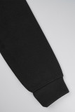 Vêtement d'extérieur décontracté imprimé patchwork fermeture éclair col à capuche noir