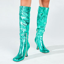 Groen Casual patchwork Effen kleur Vierkant Comfortabele buitenschoenen (hakhoogte 3.54 inch)