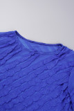 Vestido largo con cuello en O de patchwork sólido informal azul Vestidos
