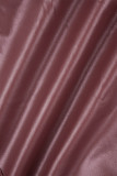 Бордовый повседневный однотонный уздечка с открытой спиной и отложным воротником с длинными рукавами из двух частей
