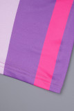 Färg Casual Print Basic U-hals långa klänningar