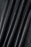Borgogna Casual Solid Frenulum Backless Colletto con risvolto Manica lunga Due pezzi