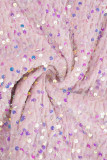 Розовые сексуальные лоскутные платья с блестками и перьями и открытой спиной на бретельках без рукавов