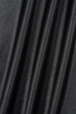 Черные сексуальные повседневные однотонные длинные платья с уздечкой и открытой спиной на бретельках