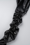 Borgonha casual sólido fenda dobra skinny cintura alta convencional calças de cor sólida
