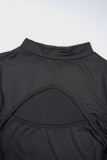 Черные сексуальные знаменитости, однотонные лоскутные платья с юбкой и круглым вырезом в стиле пэчворк