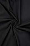 ブラック セクシー カジュアル ソリッド バックレス ストラップレス ノースリーブ ドレス ドレス
