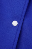 Ropa de abrigo casual con bordado de letras y patchwork azul