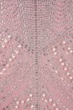 Celebrità rosa eleganti abiti con gonna avvolta in patchwork di perforazione calda con perline in rete