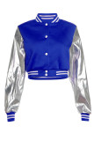 Blue Casual Street Solid Embroidered Patchwork Buckle Outerwear