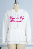 Pink Casual Sweet Print Draw String Hooded Collar Tops
