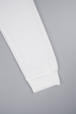 Frenulo patchwork solido bianco casual monospalla manica lunga due pezzi
