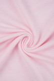 Frenulo monospalla manica lunga patchwork tinta unita rosa casual due pezzi