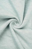 Cinza casual sólido patchwork alças cruzadas gola oblíqua vestidos de manga comprida