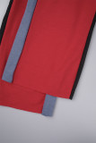 Мандариново-красный повседневный принт в стиле пэчворк Прямые прямые брюки с высокой талией в стиле пэчворк