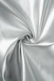 Zilverkleurige sexy effen patchwork rugloze strapless mouwloze twee stukken