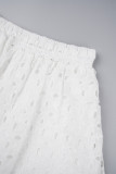 Bas blanc doux uni ajouré en Patchwork Frenulum, ample, taille moyenne, couleur unie