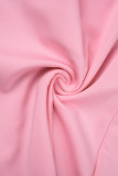Roze casual effen uitgeholde halve col mouwloze twee stukken