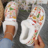 Witte casual patchwork print ronde comfortabele platte schoenen