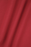 Красный Повседневный принт в стиле пэчворк Прямые прямые брюки с завышенной талией в стиле пэчворк