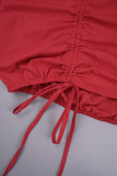 Red Street Vestidos de manga larga con cuello alto medio cordón con dibujo de retazos lisos