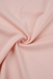 Due pezzi rosa casual patchwork a contrasto con scollo a O e manica lunga
