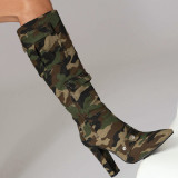 Camouflage casual patchwork print schoenen met puntige deur (hakhoogte 4.33 inch)