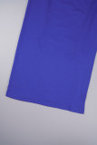 Blå Casual Solid Patchwork Half A Turtleneck Plus Size Jumpsuits