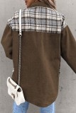 Black Casual Plaid Print Colorblock Patchwork Turndown Collar Long Sleeve Regular Denim Jacket