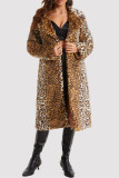 Estampado de leopardo Casual Cárdigan de leopardo Ropa de abrigo con cuello vuelto