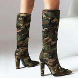 Camouflage casual patchwork print schoenen met puntige deur (hakhoogte 4.33 inch)