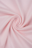 Mameluco pitillo con cuello en V ahuecado sólido casual rosa