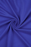 ブルー カジュアル ソリッド パッチワーク ハーフ タートルネック プラス サイズ ジャンプスーツ