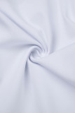Witte casual effen uitgeholde patchwork hete boor kraag met capuchon en lange mouwen twee stukken