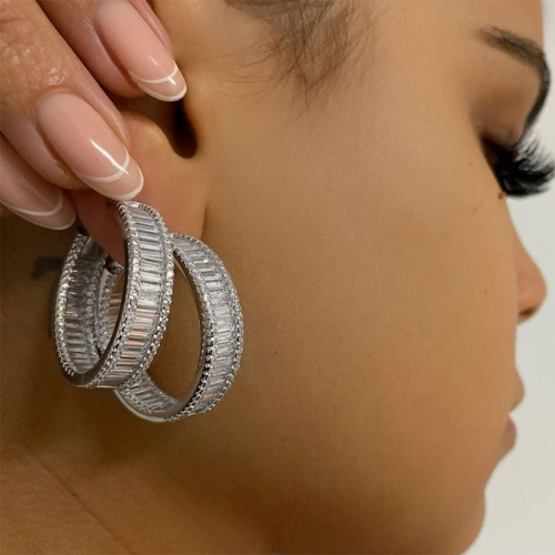 Silver Sexy Street Rhinestone Rhinestone Earrings