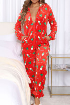 Красный, зеленый, с живым принтом, лоскутная одежда на молнии и рождественской пижаме