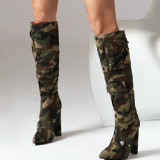 Chaussures de porte pointues avec imprimé camouflage décontracté (hauteur du talon 4.33 pouces)