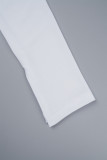 Белый Уличный Однотонный Лоскутный воротник из двух предметов с капюшоном и длинными рукавами