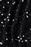 Schwarze sexy Patchwork-Kleider mit ausgehöhltem Frenulum, rückenfrei, trägerlos, unregelmäßig