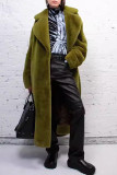 Grön Casual Solid Cardigan Turndown-krage Ytterkläder