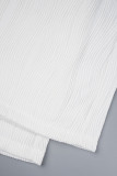 Pantalones de color sólido convencional de cintura alta regular patchwork sólido casual blanco