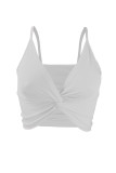 White Sexy Casual Solid Backless Spaghetti Strap Tops