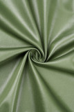Green Street Solid Patchwork Pocket Dragkedja Turndown-krage Långärmad Två delar