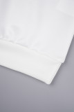 Weiß Casual Print Basic O-Ausschnitt Langarm-Kleider