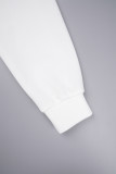 Weiß Casual Print Basic O-Ausschnitt Langarm-Kleider