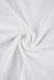 Белые повседневные однотонные лоскутные длинные платья с квадратным воротником