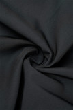 Svarta Casual Solid Basic O-hals långa klänningar