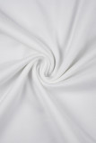 Robes blanches décontractées à manches longues et col roulé transparentes en patchwork uni