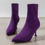 Chaussures de porte pointues violettes décontractées en patchwork de couleur unie (hauteur du talon 2.75 pouces)